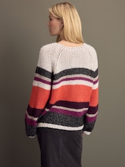 Burgundy Red Oversized Soft Touch Scoop Neck Chunky Knitted Jumper - Image 2 of 8