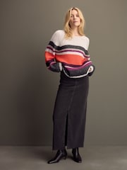 Burgundy Red Oversized Soft Touch Scoop Neck Chunky Knitted Jumper - Image 3 of 8