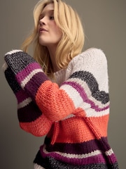 Burgundy Red Oversized Soft Touch Scoop Neck Chunky Knitted Jumper - Image 4 of 8