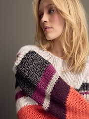 Burgundy Red Oversized Soft Touch Scoop Neck Chunky Knitted Jumper - Image 5 of 8