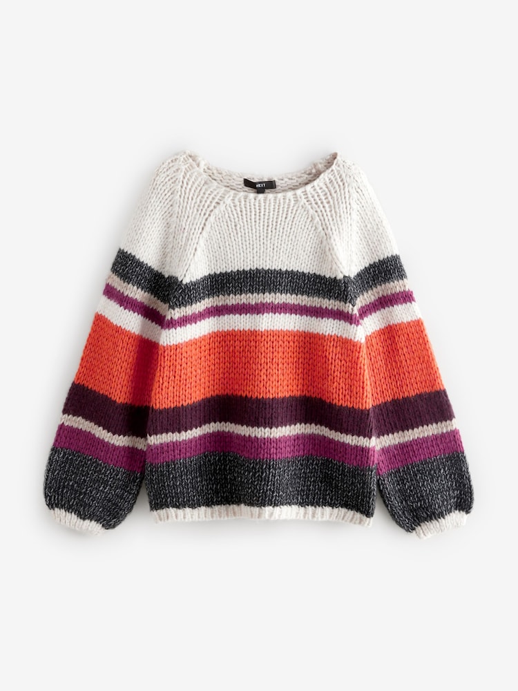 Burgundy Red Oversized Soft Touch Scoop Neck Chunky Knitted Jumper - Image 6 of 8