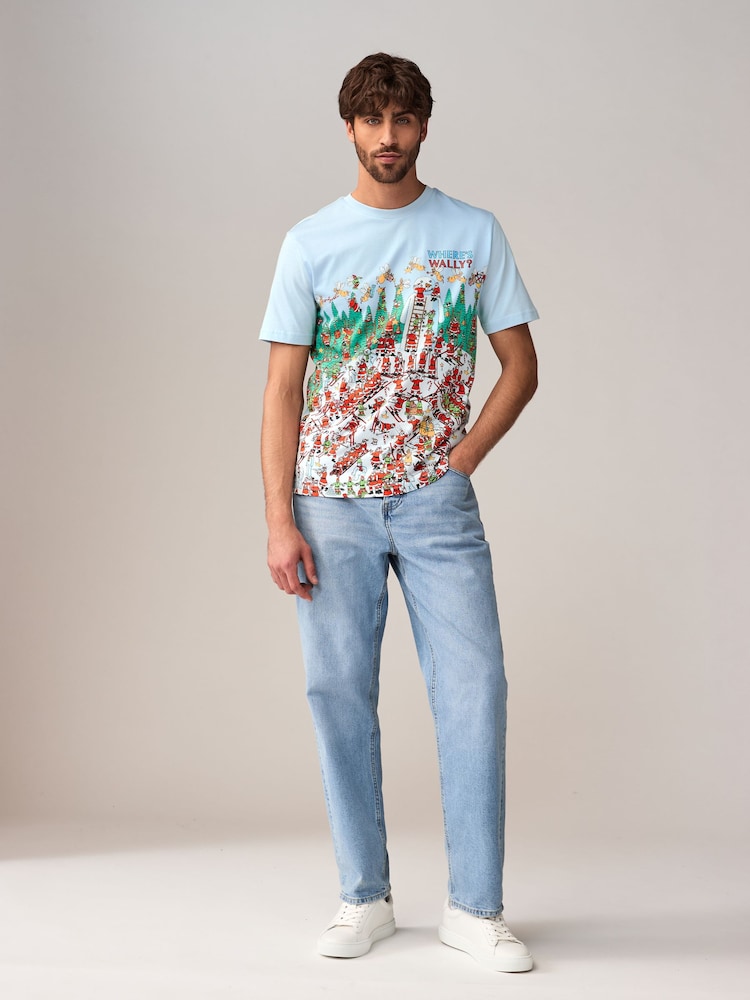 Blue Where's Wally 100% Cotton Licence Christmas T-Shirt - Image 2 of 7