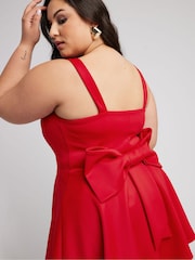 Yours Curve Red Bow Back Peplum Top - Image 4 of 5