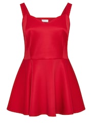 Yours Curve Red Bow Back Peplum Top - Image 5 of 5