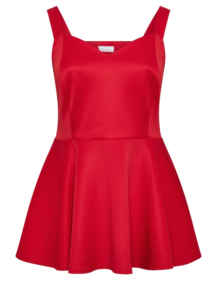 Yours Curve Red Bow Back Peplum Top - Image 5 of 5