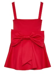 Yours Curve Red Bow Back Peplum Top - Image 6 of 6