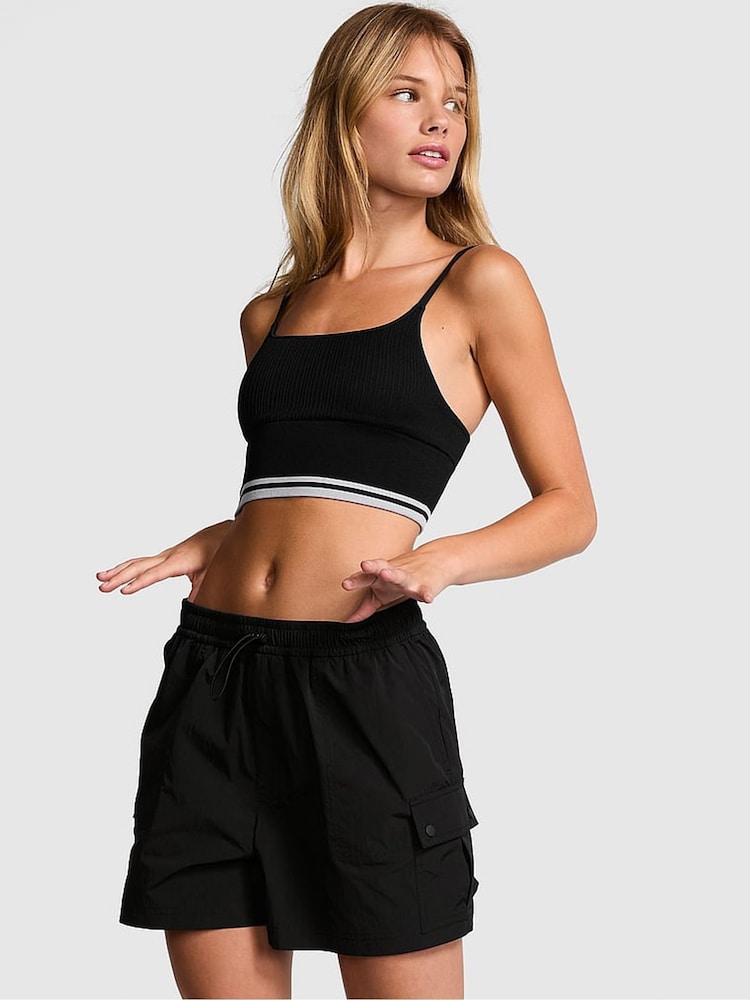 Victoria's Secret PINK Black Parachute Cargo Shorts - Image 1 of 3 Victoria's Secret PINK Black Parachute Cargo Shorts - Image 1 of 3