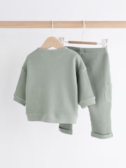 Green Baby Texture 100% Cotton Top And Leggings Set - Image 2 of 11