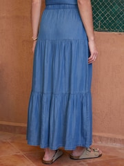 Threadbare Pull On Tiered Chambray Midi Skirt - Bild 2 von 4
