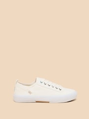 White Stuff White Canvas Pippa Lace-Up Trainers - Image 1 of 4