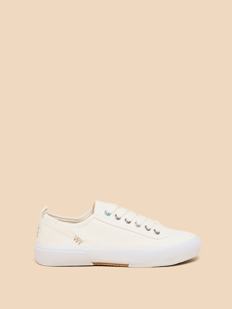 White Stuff White Canvas Pippa Lace-Up Trainers - Image 1 of 4