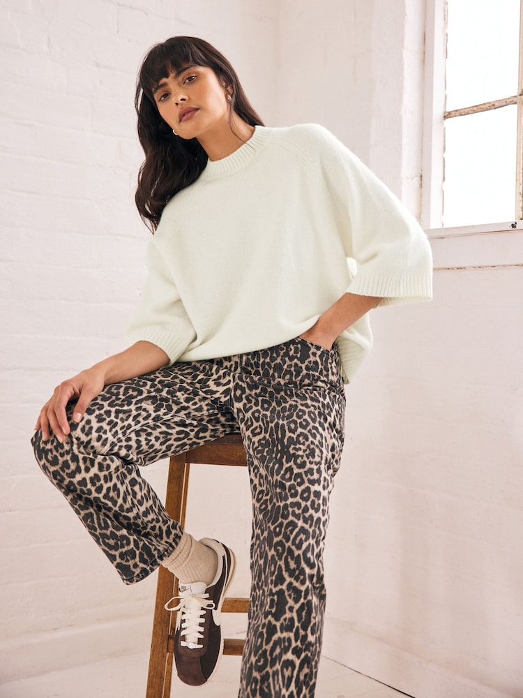 Ecru White Short Sleeve Crew Neck Jumper - Image 1 of 7