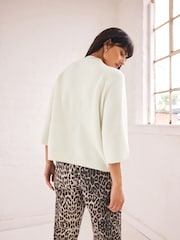 Ecru White Short Sleeve Crew Neck Jumper - Image 2 of 7