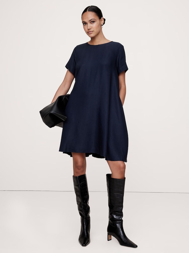 Banana Republic Blue Aurelia Linen-Blend Mini Dress - Image 2 of 4