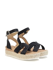 Linzi Black Karla Embellished Two Part Espadrille Inspired Wedges - Image 3 of 4