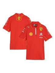 Fanatics Womens Red Scuderia Ferrari 2024 Team 100% Cotton Polo Shirt - Image 1 of 3