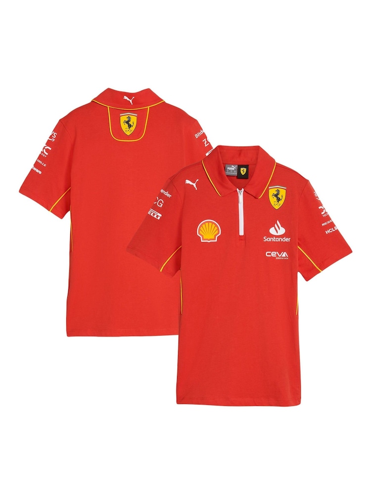 Fanatics Womens Red Scuderia Ferrari 2024 Team 100% Cotton Polo Shirt - Image 1 of 3