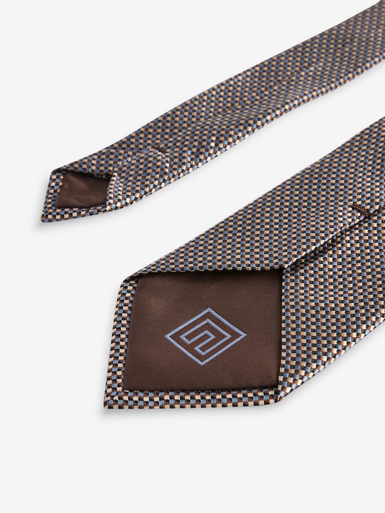 Nevtralna rjava/modra - Silk Design kravata - Slika 3 iz 3