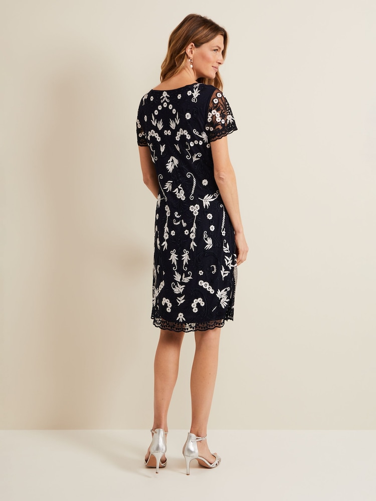 Phase Eight Blue Florisa Embroidered Dress - Image 2 of 7