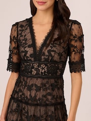Adrianna Papell Lace Embroidery Black Dress - Image 5 of 8