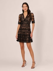 Adrianna Papell Lace Embroidery Black Dress - Image 6 of 8