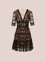 Adrianna Papell Lace Embroidery Black Dress - Image 8 of 8