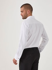 Skopes White Slim 100% Cotton Double Cuff Dobby Shirt - Image 2 of 6