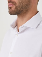 Skopes White Slim 100% Cotton Double Cuff Dobby Shirt - Image 3 of 6