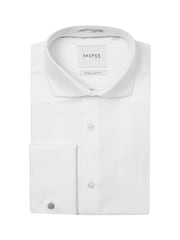 Skopes White Slim 100% Cotton Double Cuff Dobby Shirt - Image 6 of 6