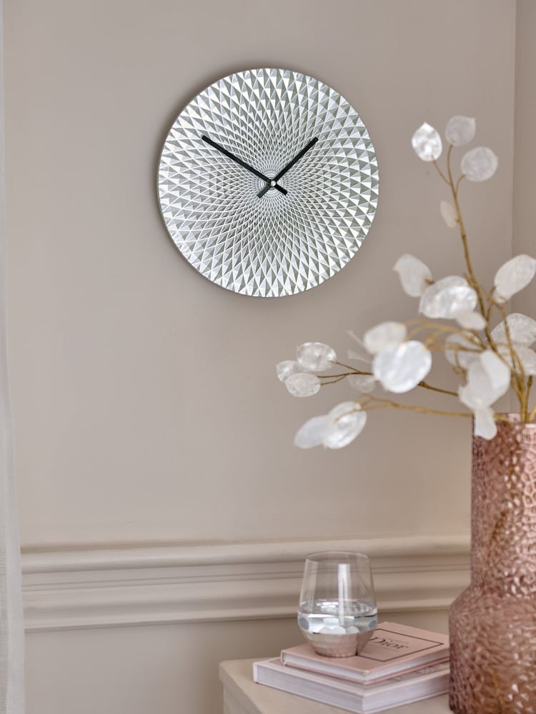 Silver Geo Clock - Image 1 of 4