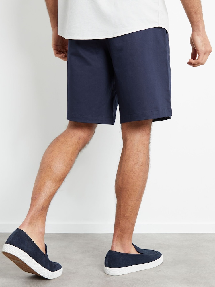 Threadbare Navy Longer Length Cotton Twill Chino Shorts With Stretch - Image 2 of 4
