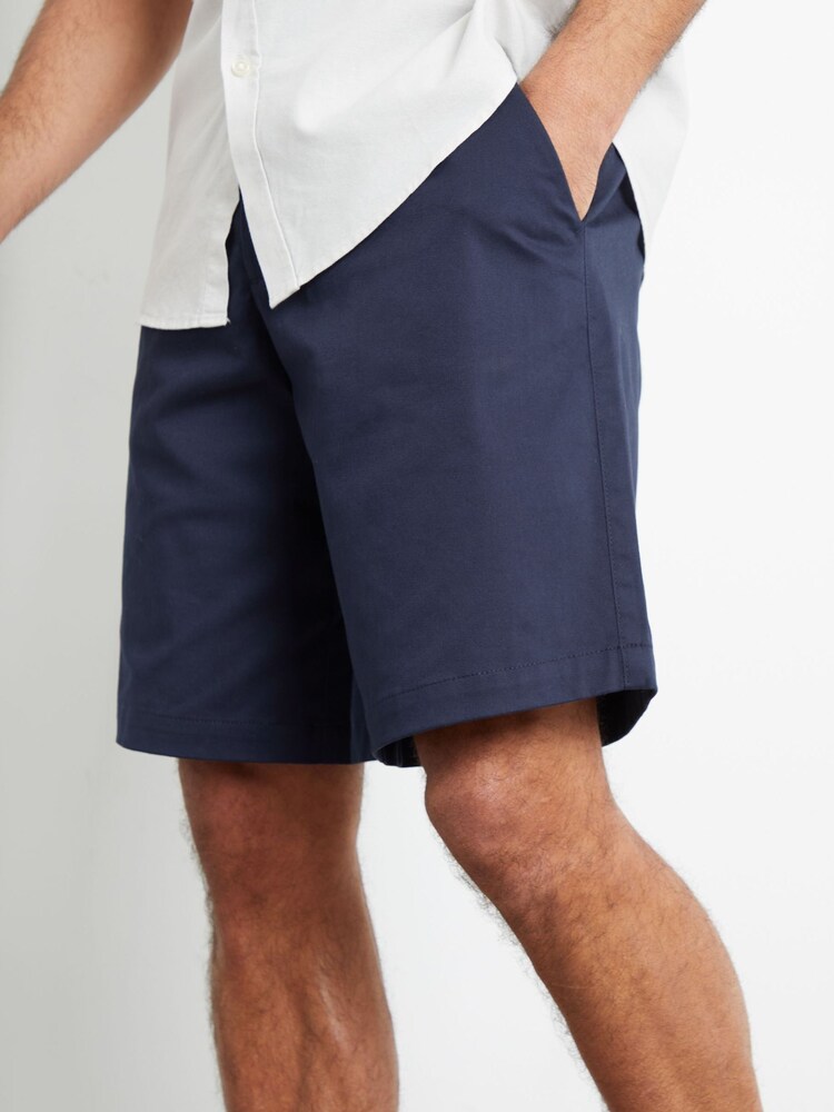 Threadbare Navy Longer Length Cotton Twill Chino Shorts With Stretch - Image 4 of 4 Threadbare Navy Longer Length Cotton Twill Chino Shorts With Stretch - Image 4 of 4