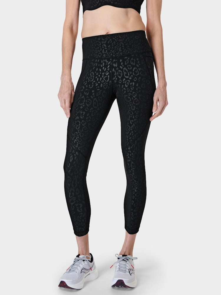 Sweaty Betty Black Leopard Emboss Print 7/8 Length Power Workout Leggings - Image 1 of 9