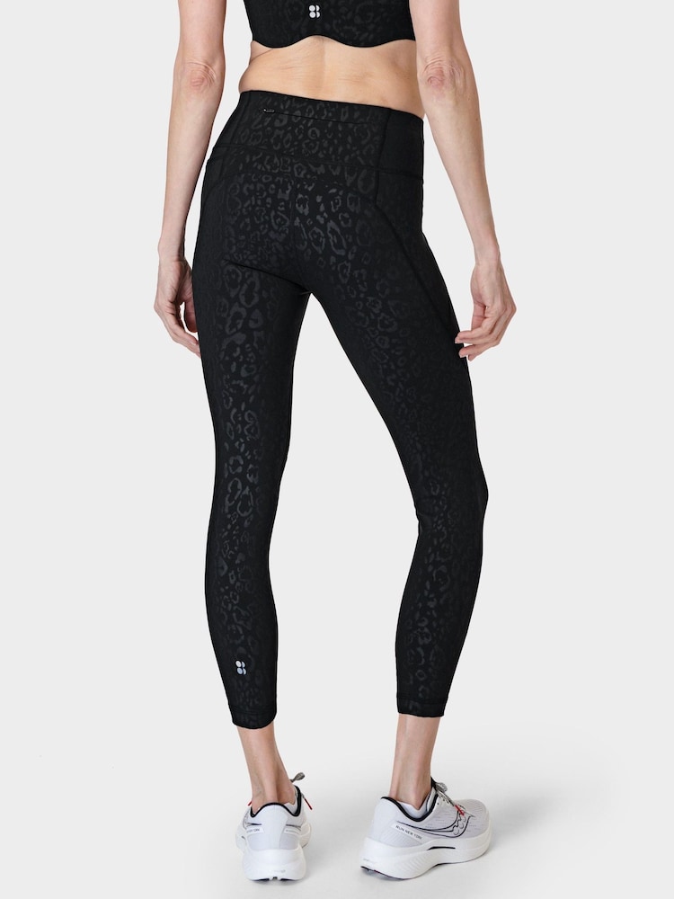 Sweaty Betty Black Leopard Emboss Print 7/8 Length Power Workout Leggings - Image 2 of 9