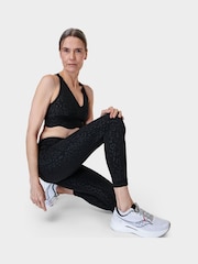 Sweaty Betty Black Leopard Emboss Print 7/8 Length Power Workout Leggings - Image 4 of 9