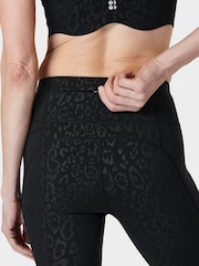 Sweaty Betty Black Leopard Emboss Print 7/8 Length Power Workout Leggings - Image 7 of 9
