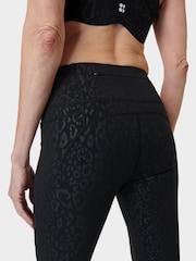 Sweaty Betty Black Leopard Emboss Print 7/8 Length Power Workout Leggings - Image 8 of 9