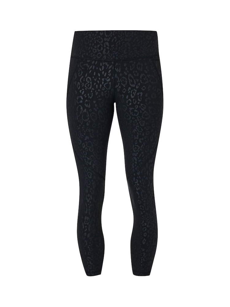 Sweaty Betty Black Leopard Emboss Print 7/8 Length Power Workout Leggings - Image 9 of 9