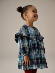 Green/Blue 100% Cotton Check Frill Dress (3mths-8yrs) - Image 1 of 8
