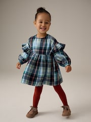 Green/Blue 100% Cotton Check Frill Dress (3mths-8yrs) - Image 2 of 8