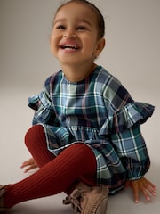 Green/Blue 100% Cotton Check Frill Dress (3mths-8yrs) - Image 3 of 8