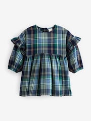 Green/Blue 100% Cotton Check Frill Dress (3mths-8yrs) - Image 4 of 8