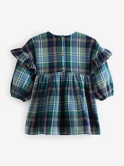 Green/Blue 100% Cotton Check Frill Dress (3mths-8yrs) - Image 5 of 8