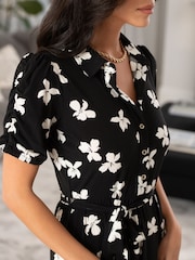 Schwarz/Weiß - Pour Moi Jodie Anschmiegsames, gestuftes Midi-Hemdkleid aus Jersey für die größere Brust - Bild 2 von 4