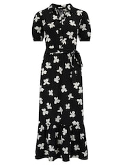 Schwarz/Weiß - Pour Moi Jodie Anschmiegsames, gestuftes Midi-Hemdkleid aus Jersey für die größere Brust - Bild 3 von 4