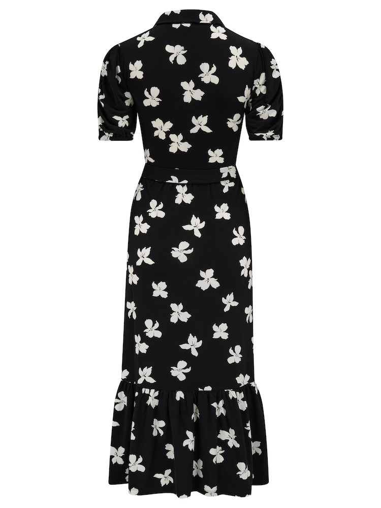 Pour Moi Black & White Jodie Fuller Bust Slinky Jersey Tiered Midi Shirt Dress - Image 4 of 4 Pour Moi Black & White Jodie Fuller Bust Slinky Jersey Tiered Midi Shirt Dress - Image 4 of 4