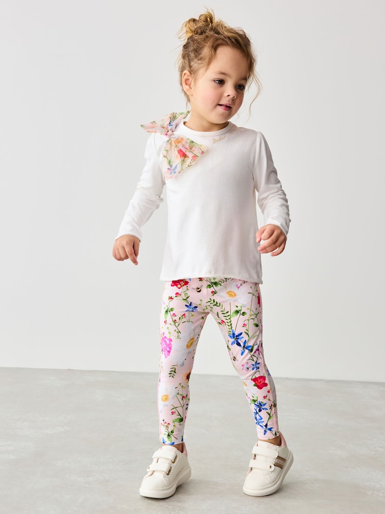 Baker by Ted Baker 2 Piece Organza Bow 100% Cotton T-Shirt And Leggings Set - Image 1 of 13