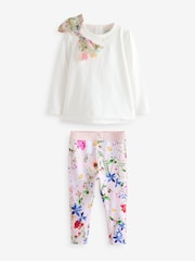 Baker by Ted Baker 2 Piece Organza Bow 100% Cotton T-Shirt And Leggings Set - Image 7 of 13