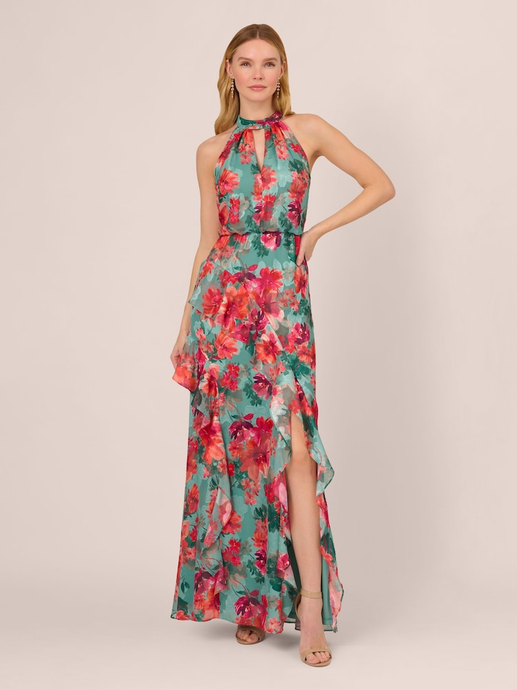 Adrianna Papell Green Printed Mermaid Dress - Image 1 of 7