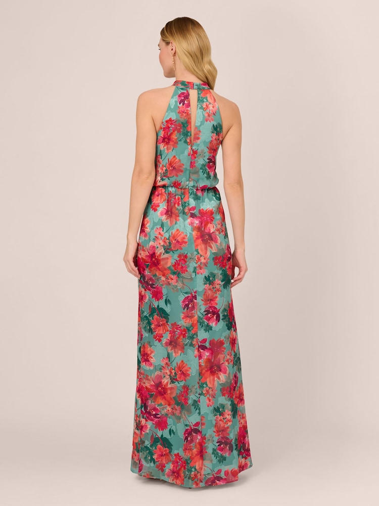 Adrianna Papell Green Printed Mermaid Dress - Image 2 of 7 Adrianna Papell Green Printed Mermaid Dress - Image 2 of 7